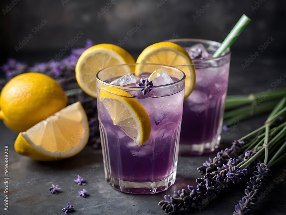 Lavender Lemonade, a delicate and refreshing beverage highlighted Lavender Lemonade, a delicate and refreshing beverage highlighted