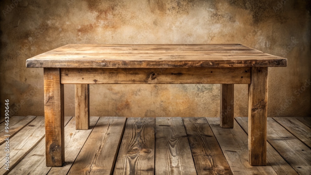 Weathered wooden table with rugged, distressed surface and worn edges, set against a neutral background, evoking a sense of rustic, country charm and simplicity. Weathered wooden table with rugged, distressed surface and worn edges, set against a neutral background, evoking a sense of rustic, country charm and simplicity.