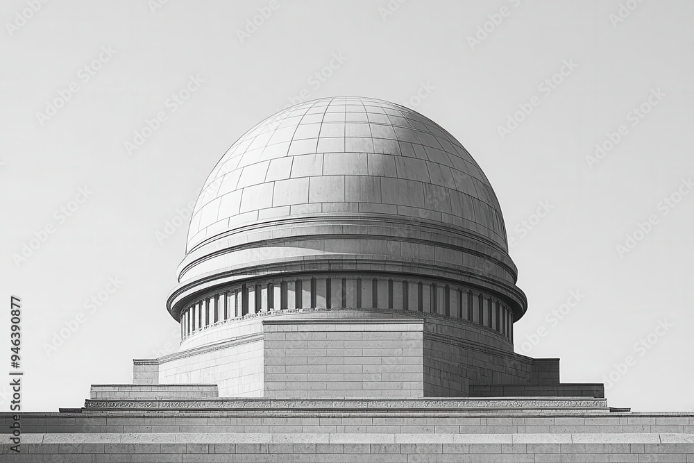 majestic observatory dome against a stark white background emphasizing its architectural curves and scientific purpose the structure symbolizes humanitys quest for cosmic knowledge majestic observatory dome against a stark white background emphasizing its architectural curves and scientific purpose the structure symbolizes humanitys quest for cosmic knowledge