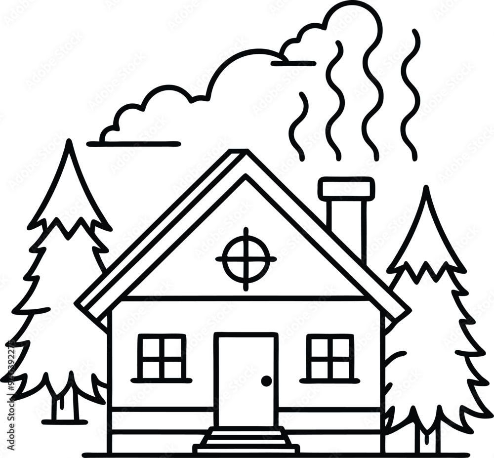 Tiny house with smoke signals from the chimney a fun scene for young colorists
Tiny house with smoke signals from the chimney a fun scene for young colorists