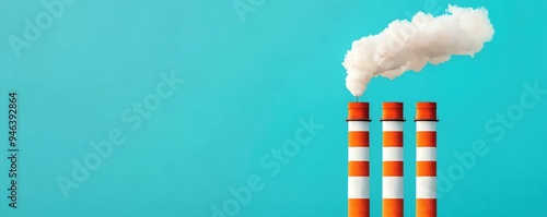 Industrial biomass power plant with smokefree chimneys, symbolizing clean energy consumption and wastetoenergy solutions photo