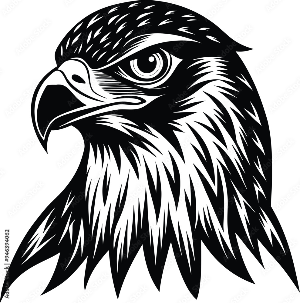Obraz premium Bold lines form a majestic eagle head silhouette showcasing its iconic curved beak 