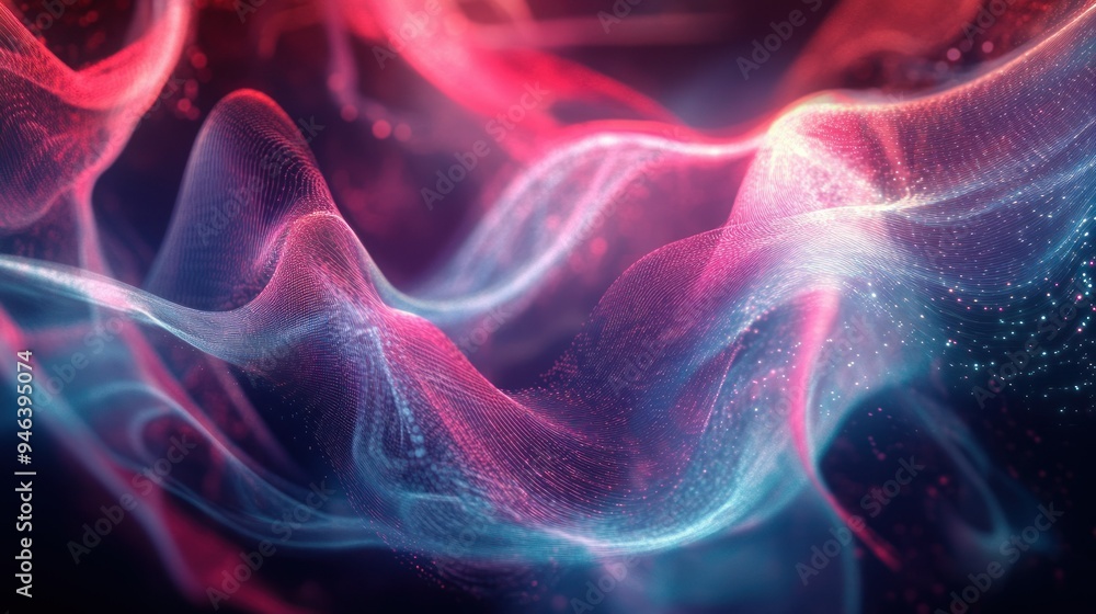 Abstract Wavy Network of Glowing Pink and Blue Lines Abstract Wavy Network of Glowing Pink and Blue Lines