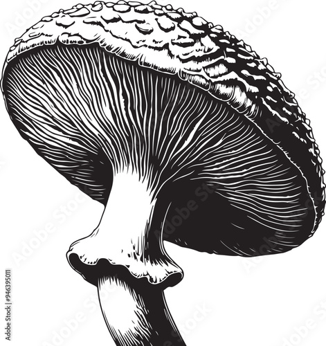 A mushroom line art with white background