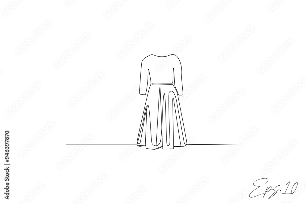 continuous line vector illustration of women's dress continuous line vector illustration of women's dress