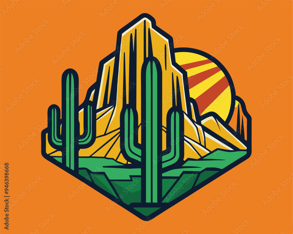 cactus and mountains t-shirt design vector illustration cactus and mountains t-shirt design vector illustration
