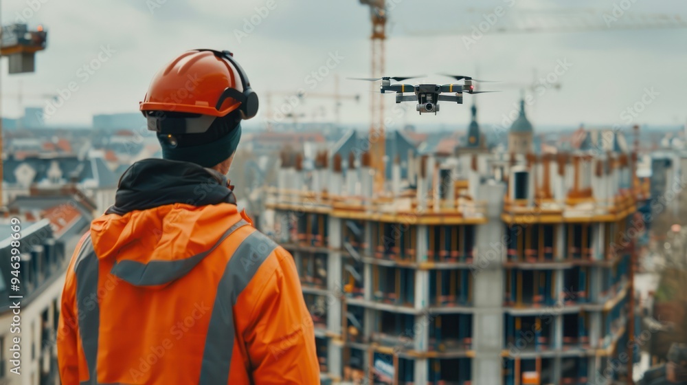 Construction Worker with Drone Construction Worker with Drone