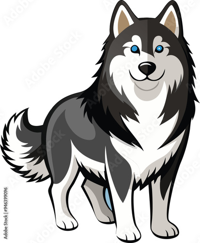 Alaskan Malamute Dog Vector, Clipart
