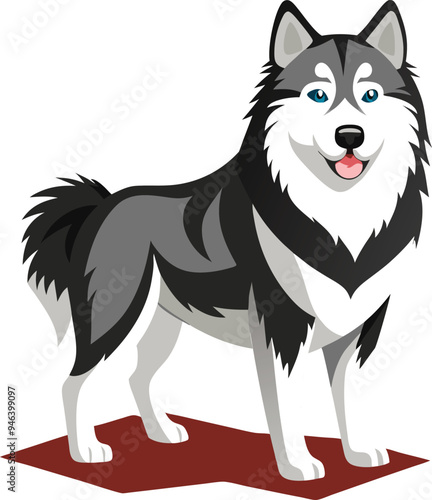 Alaskan Malamute Dog Vector, Clipart