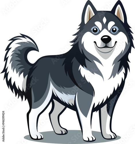 Alaskan Malamute Dog Vector, Clipart