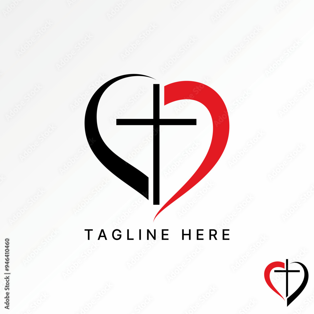 Obraz premium Logo design graphic concept abstract creative premium vector stock swoosh love with pray church ministry faith. Related to christian catholic baptism