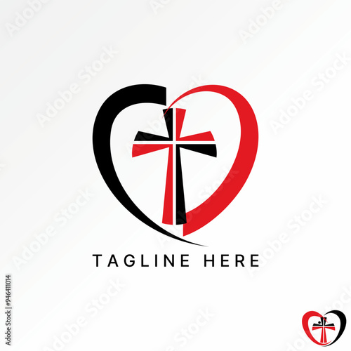 Logo design graphic concept abstract creative premium vector stock swoosh love cut church pray ministry faith. Related to christian catholic baptism