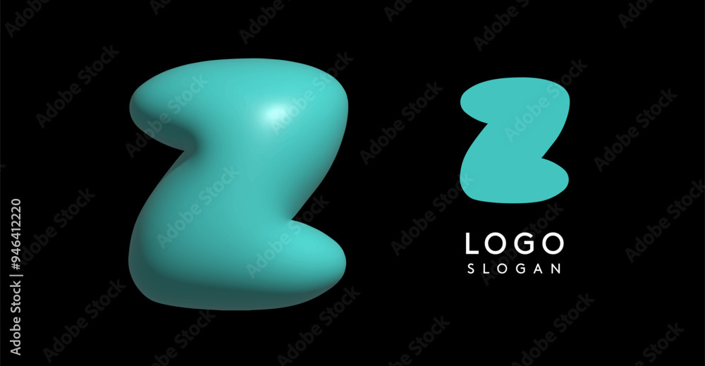 Inflatable letter Z appealing 3D logo, glossy shiny bubble logotype for education and childish poster design, U2K brand identity, tech startup, eye-catching typographic. Vector illustration Inflatable letter Z appealing 3D logo, glossy shiny bubble logotype for education and childish poster design, U2K brand identity, tech startup, eye-catching typographic. Vector illustration