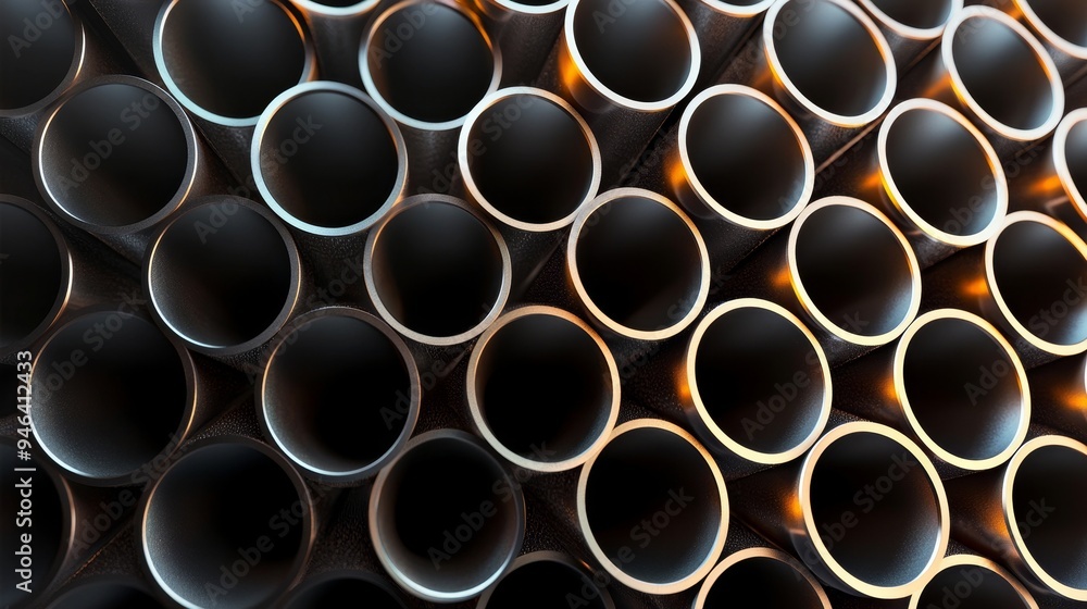 Macro shot of a boiler tubes bundle, capturing the intricate details and surface finish essential for refinery and petrochemical processes Macro shot of a boiler tubes bundle, capturing the intricate details and surface finish essential for refinery and petrochemical processes