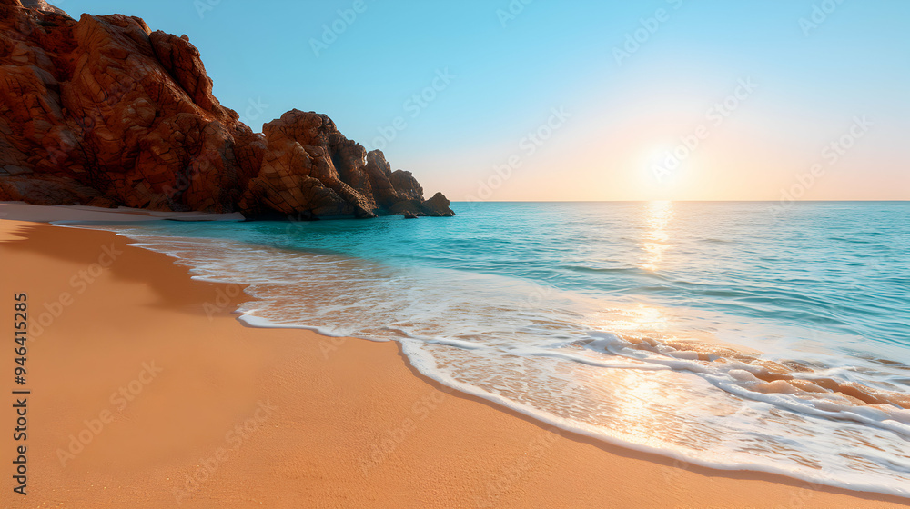 Obraz premium Large Rock Sitting Top Beach Next The