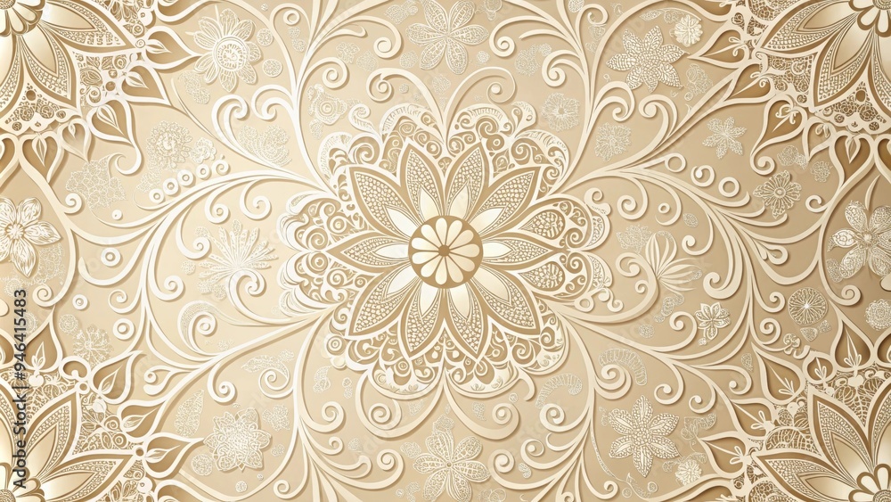 Fototapeta premium Luxurious Gold Floral Design with Intricate Swirls and Decorative Elements