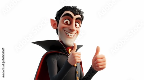 Happy Cartoon Vampire Giving Thumbs Up.