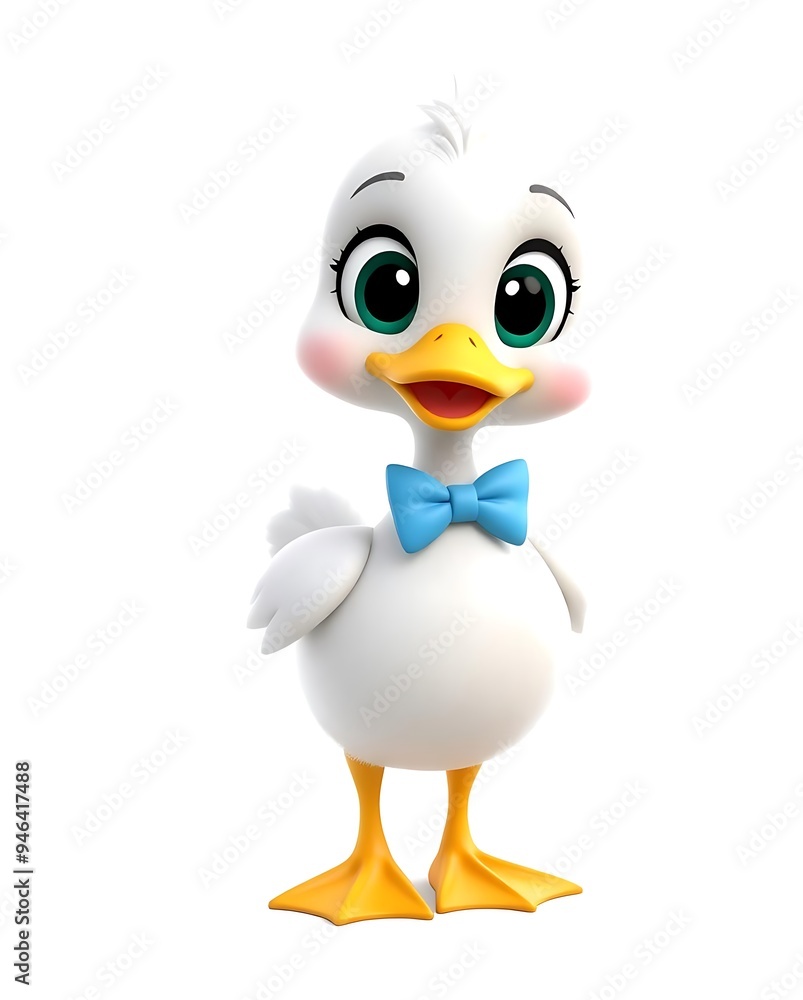 Obraz premium Graceful 3D Cartoon Duck with a Bow Tie