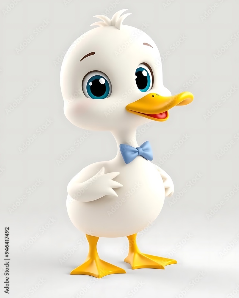 Graceful 3D Cartoon Duck with a Bow Tie Graceful 3D Cartoon Duck with a Bow Tie
