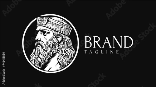 hand drawn luxury elegant poseidon logo design template for business brand branding company