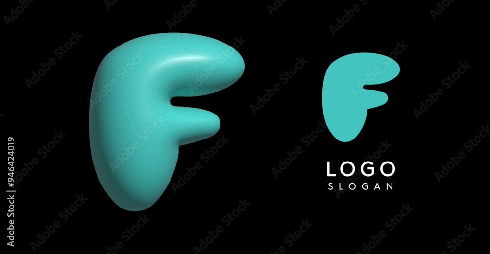 Inflatable letter F appealing 3D logo, glossy shiny bubble. Gum-colored logotype for U2K poster, education design, childish brand identity, tech startup, eye-catching typographic. Vector illustration Inflatable letter F appealing 3D logo, glossy shiny bubble. Gum-colored logotype for U2K poster, education design, childish brand identity, tech startup, eye-catching typographic. Vector illustration