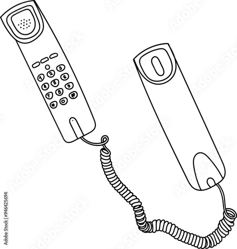 Old landline telephone line art vector illustrationtration photo