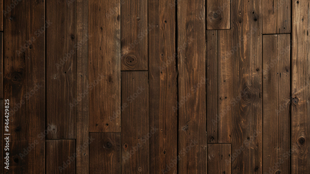 Fototapeta premium Fondo de tablón de madera de color marrón oscuro, papel tapiz. Antiguo fondo de madera con textura oscura grunge, la superficie de la antigua textura de madera marrón, vista superior de paneles. 