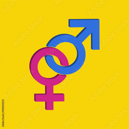 Line icon of joint male and female gender signs. Mars and Venus symbol