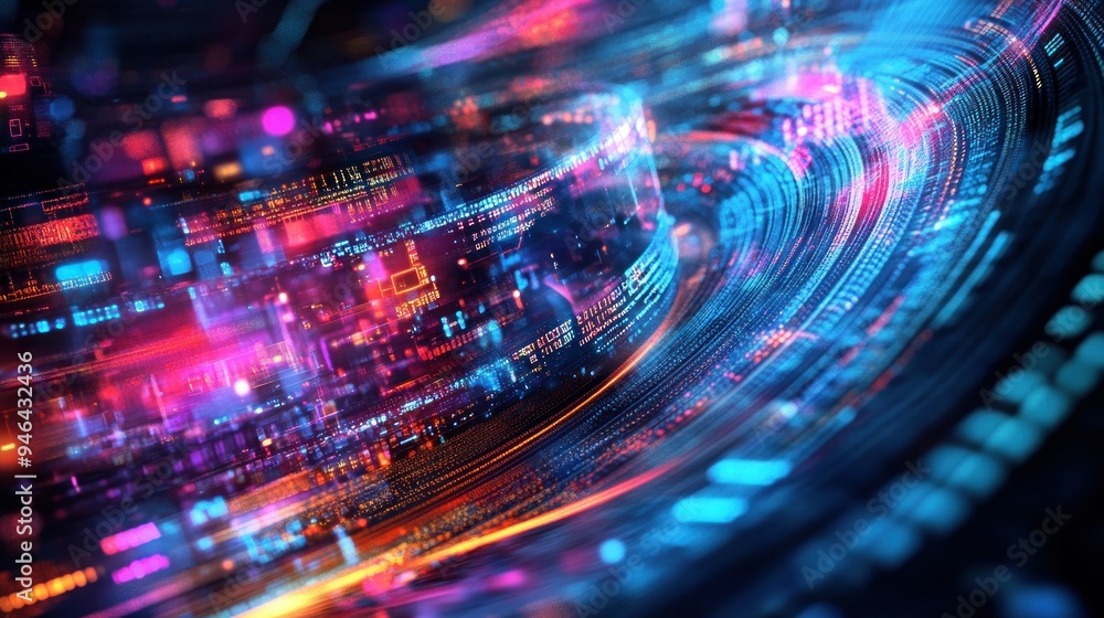 Abstract Digital Data Flow in a Vibrant Color Palette Abstract Digital Data Flow in a Vibrant Color Palette