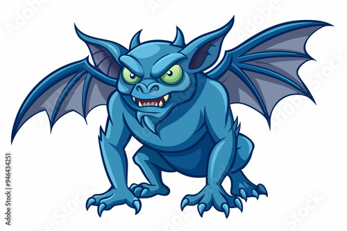 Gargoyle, watercolor clipart illustration with isolated background. 