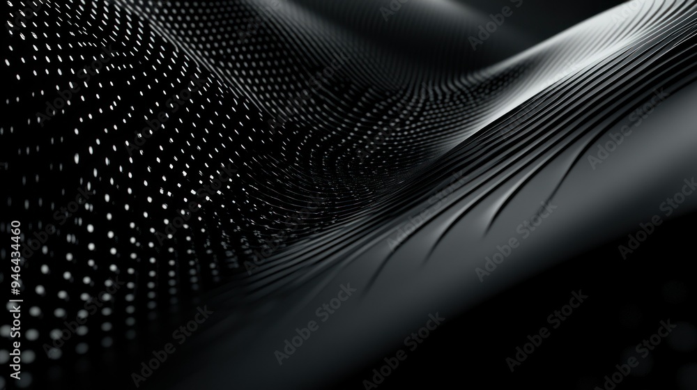 Abstract Black and White Wavy Surface with Dotted Pattern Abstract Black and White Wavy Surface with Dotted Pattern