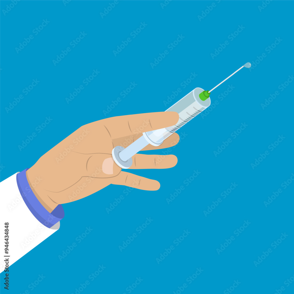 3D Isometric Flat Vector Illustration of Injection Syringe, Vaccine Shot 3D Isometric Flat Vector Illustration of Injection Syringe, Vaccine Shot