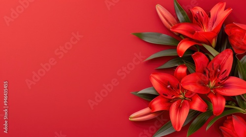 Red Lilies on Red Background