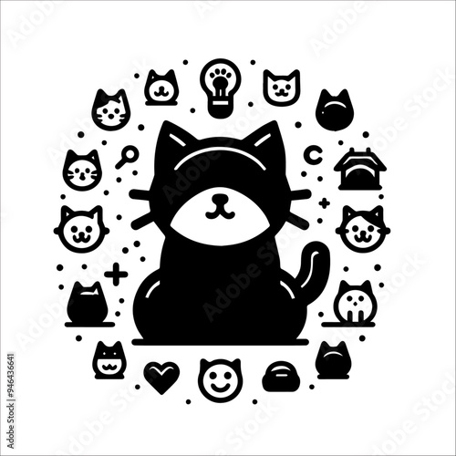 cat icon in white background.