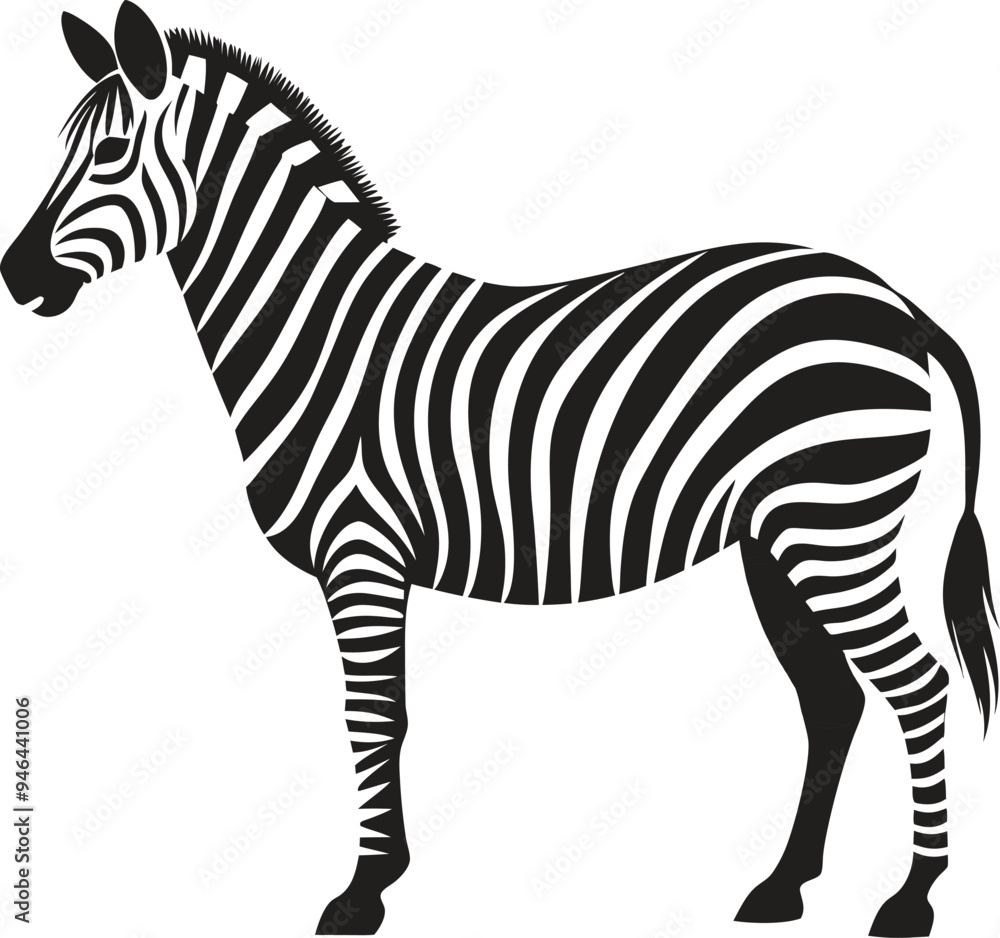 Obraz premium A Cute baby Zebra silhouette Vector art , Zebra silhouette art illustration .