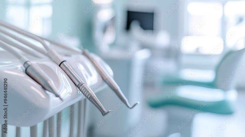 A close-up shot of various dental tools lined up in a row in a modern dental office setting, emphasizing the importance of dental hygiene and professional healthcare equipment. A close-up shot of various dental tools lined up in a row in a modern dental office setting, emphasizing the importance of dental hygiene and professional healthcare equipment.
