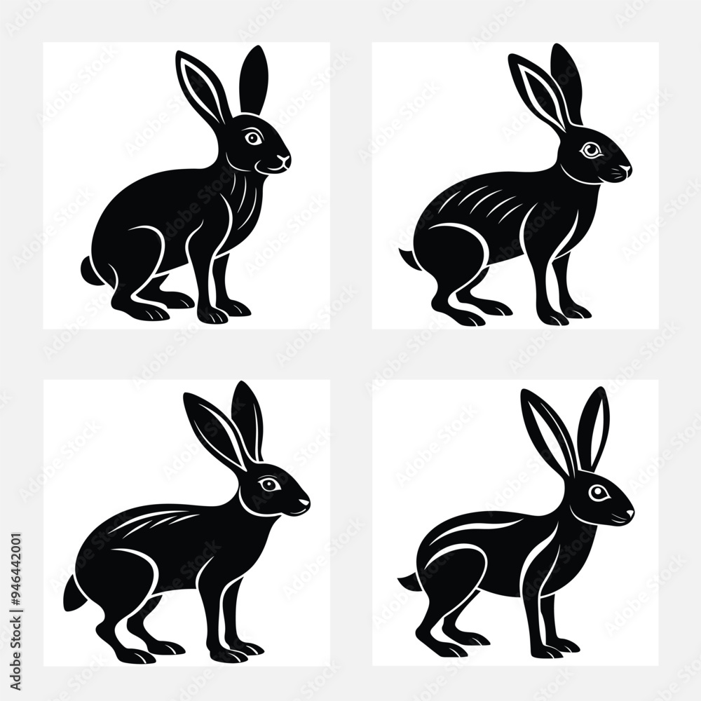 Fototapeta premium Hare stands vector illustration