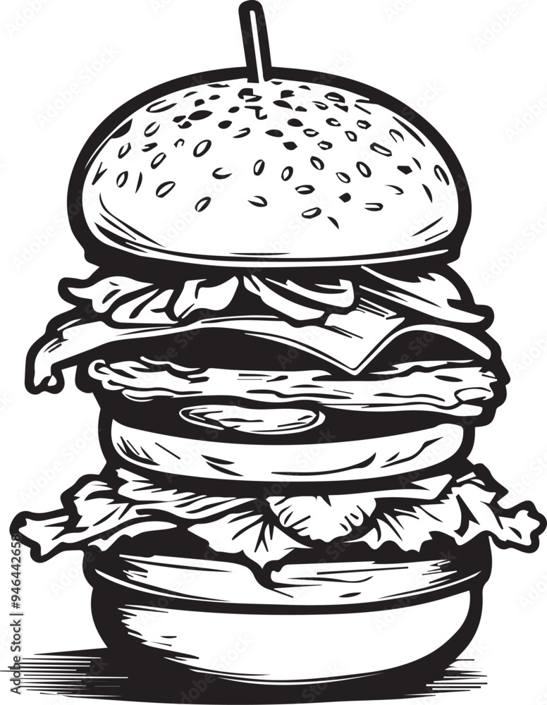 Vector image of a hamburger on a white background Vector image of a hamburger on a white background