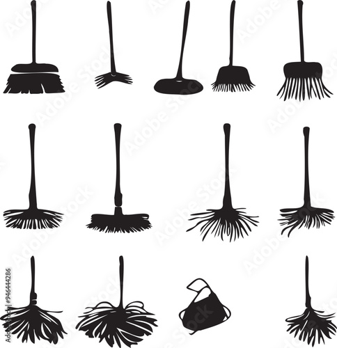 Floor mopping  silhouette on white background 