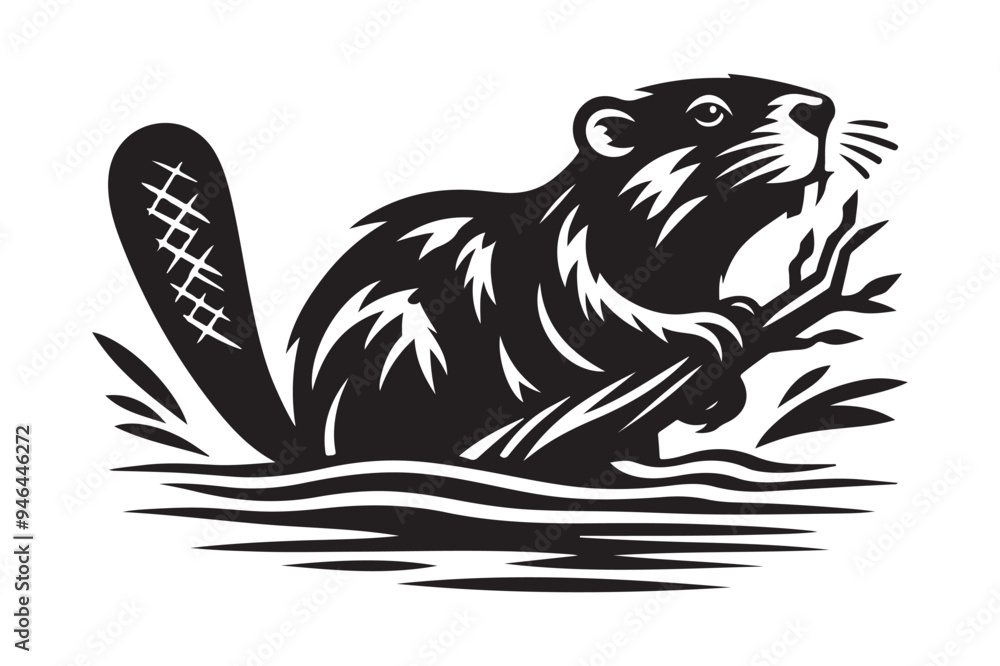 Swamp Beaver Silhouette Vector Art | For T-Shirts, Hoodies & Merchandise Swamp Beaver Silhouette Vector Art | For T-Shirts, Hoodies & Merchandise