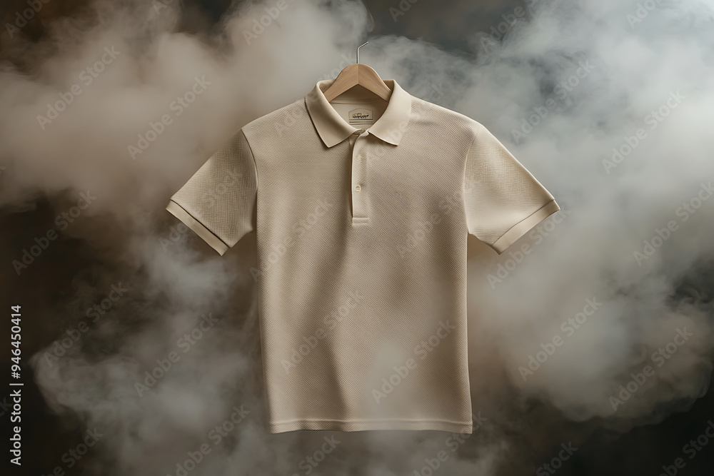 Men's polo shirt with short sleeves. Front view. 3d rendering. Men's polo shirt with short sleeves. Front view. 3d rendering.