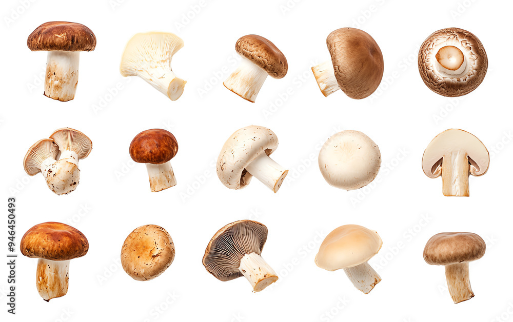 A collection of various mushrooms showcasing diverse shapes, colors, and textures, perfect for culinary or botanical uses. A collection of various mushrooms showcasing diverse shapes, colors, and textures, perfect for culinary or botanical uses.