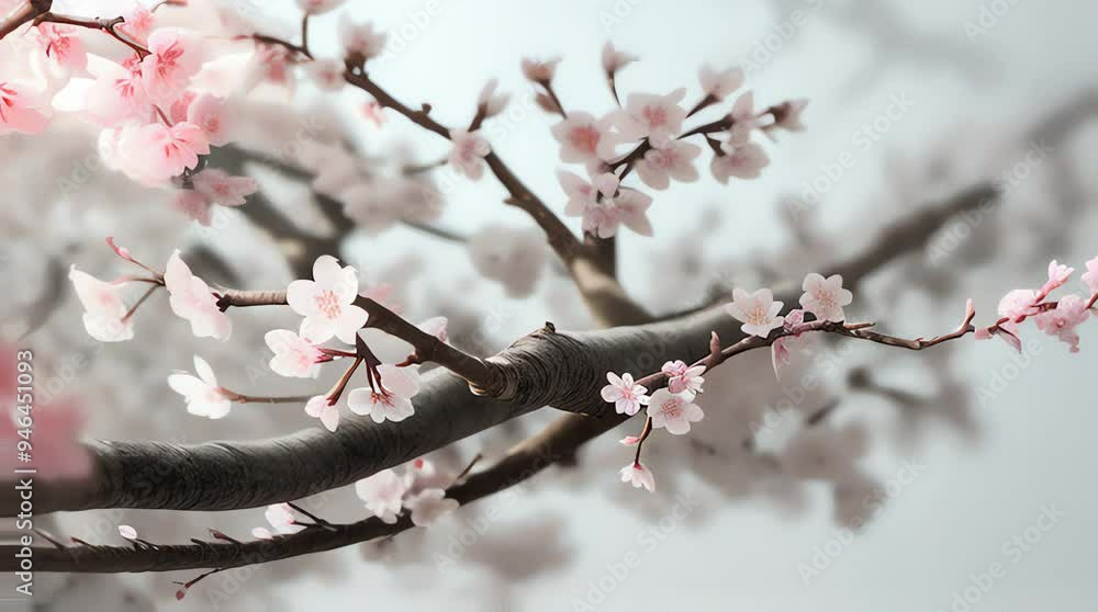 Generative AI. Beautiful blossom of sakura in spring, macro shot with dynamic moving camera. Generative AI. Beautiful blossom of sakura in spring, macro shot with dynamic moving camera.