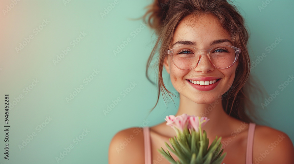 Beautiful girl advertising face cream aftershave hair removal youth with a cactus Beautiful girl advertising face cream aftershave hair removal youth with a cactus