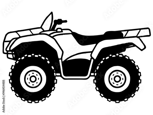 Black ATV on White Background - Vector Art Illustration