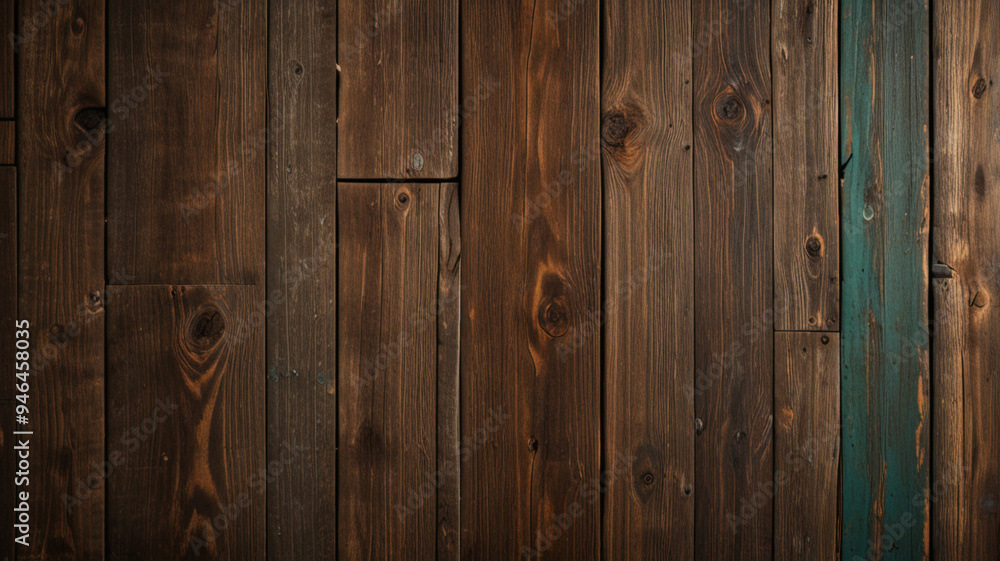 Fototapeta premium Fond de planche de bois marron foncé, papier peint. Vieux fond en bois texturé foncé grunge, la surface de la vieille texture de bois brun, vue de dessus lambris en bois de pin brun. 