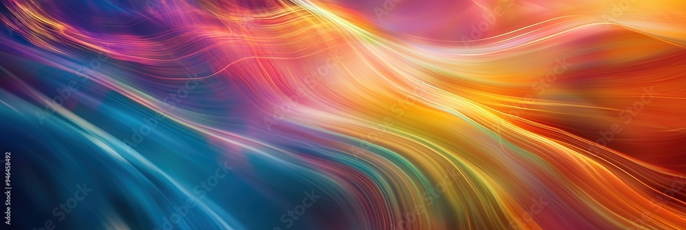 Naklejka premium Vivid abstract colorful swirl art - dynamic digital wave and light effects