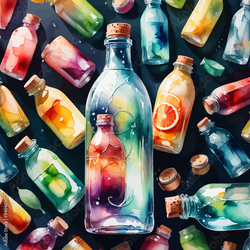 Bottle Ilustration Painting Background Very Cool