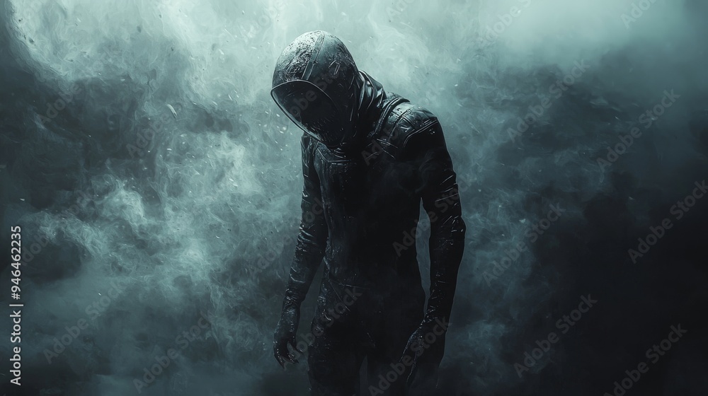 Mysterious Figure in Smoke and Darkness Mysterious Figure in Smoke and Darkness
