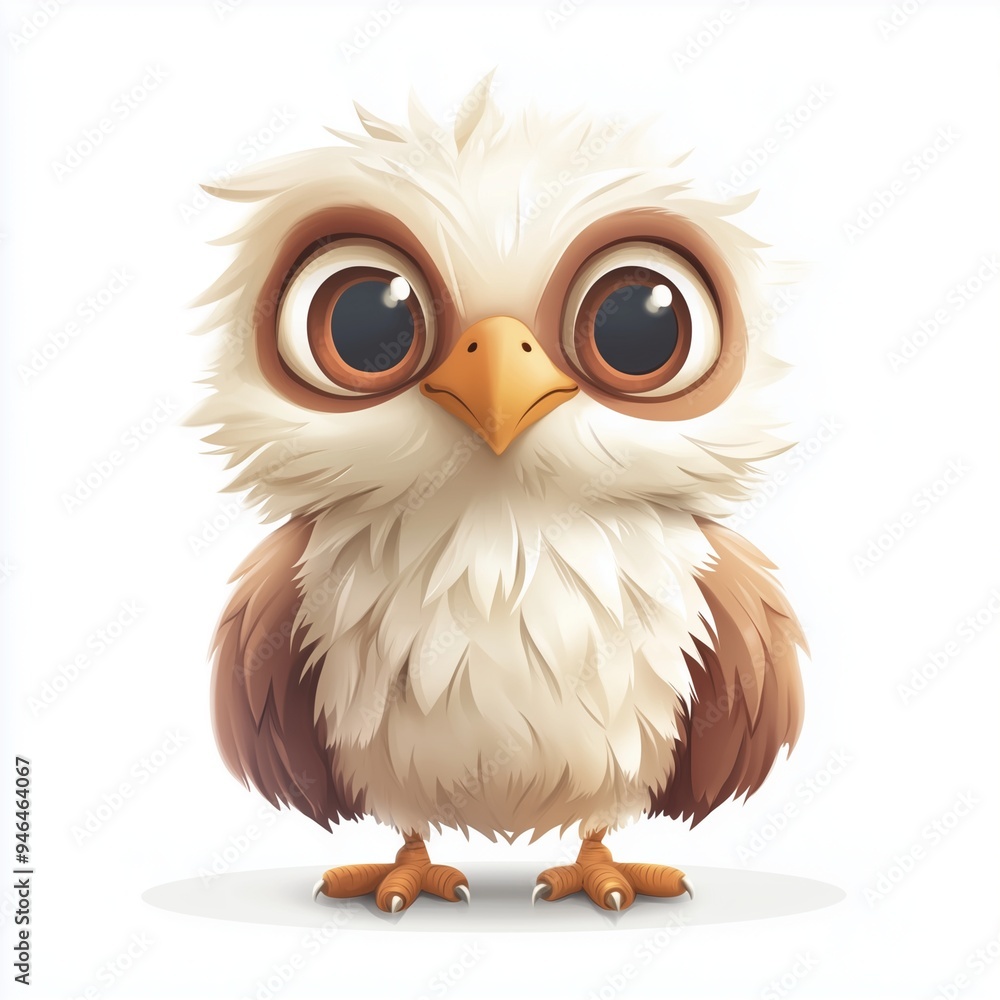Cute Cartoon Eagle with Large Round Eyes, Fluffy Feathers, and Small Beak in Relaxed Pose, Soft Shadows, Smooth Vector Lines, Pastel Colors, Minimalistic Design Cute Cartoon Eagle with Large Round Eyes, Fluffy Feathers, and Small Beak in Relaxed Pose, Soft Shadows, Smooth Vector Lines, Pastel Colors, Minimalistic Design